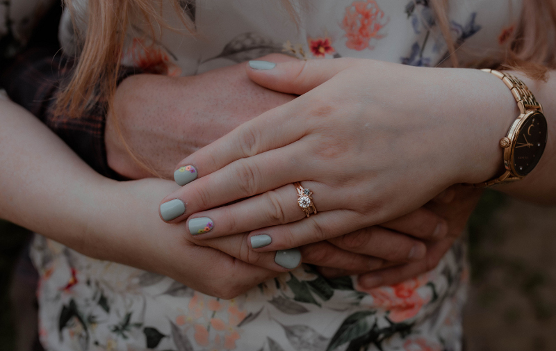 close up of engagement ring