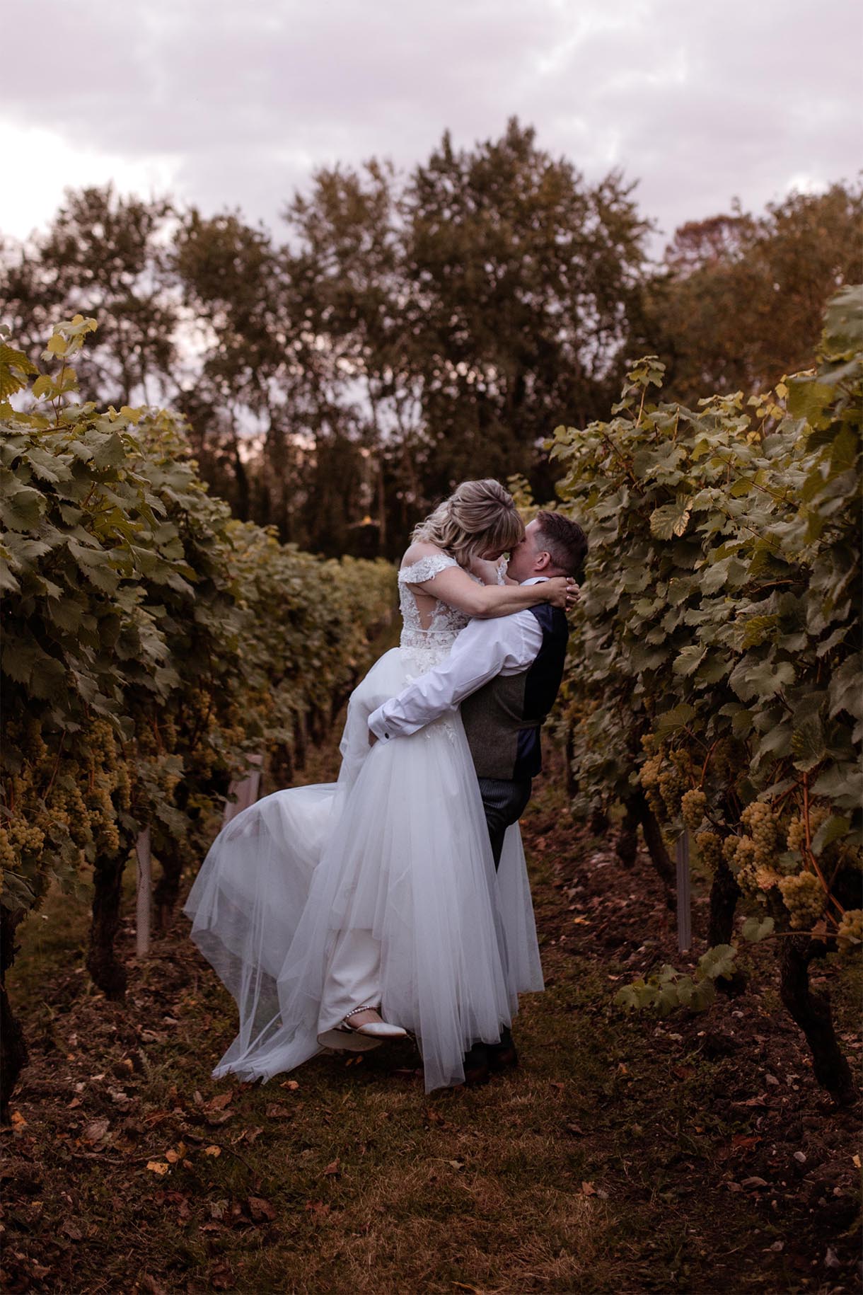 vineyard wedding photography Essex bride and groom