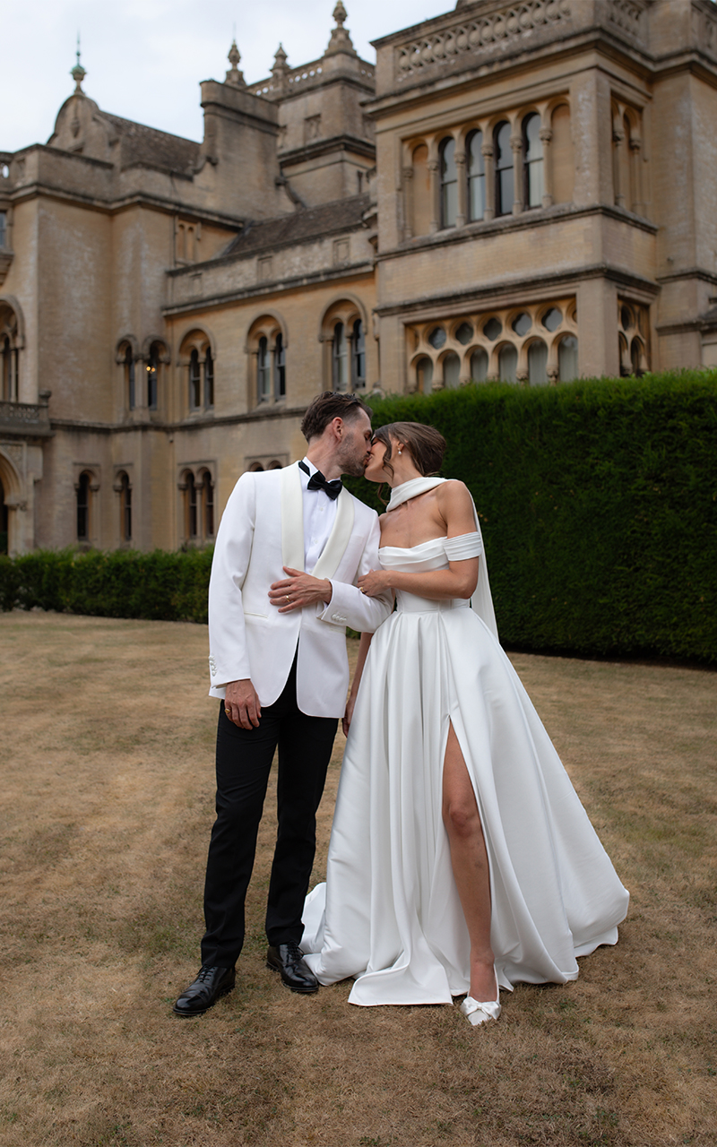 Grittleton House Wedding bride groom kiss