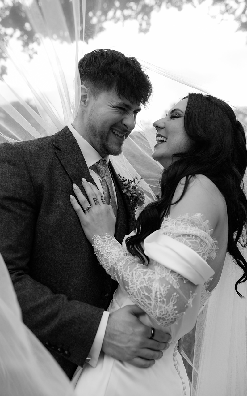 editorial wedding couple photo veil