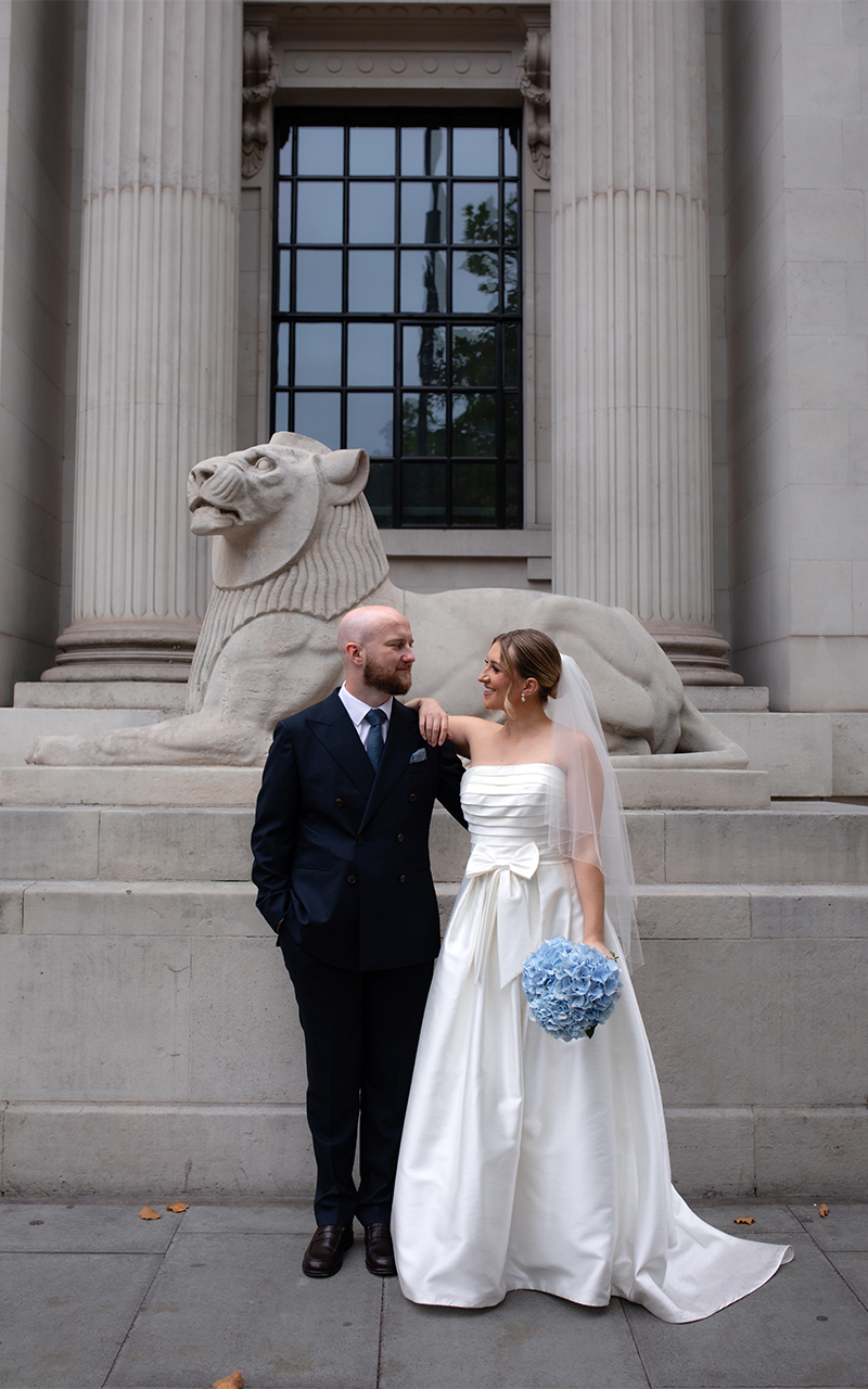 editorial London wedding couple