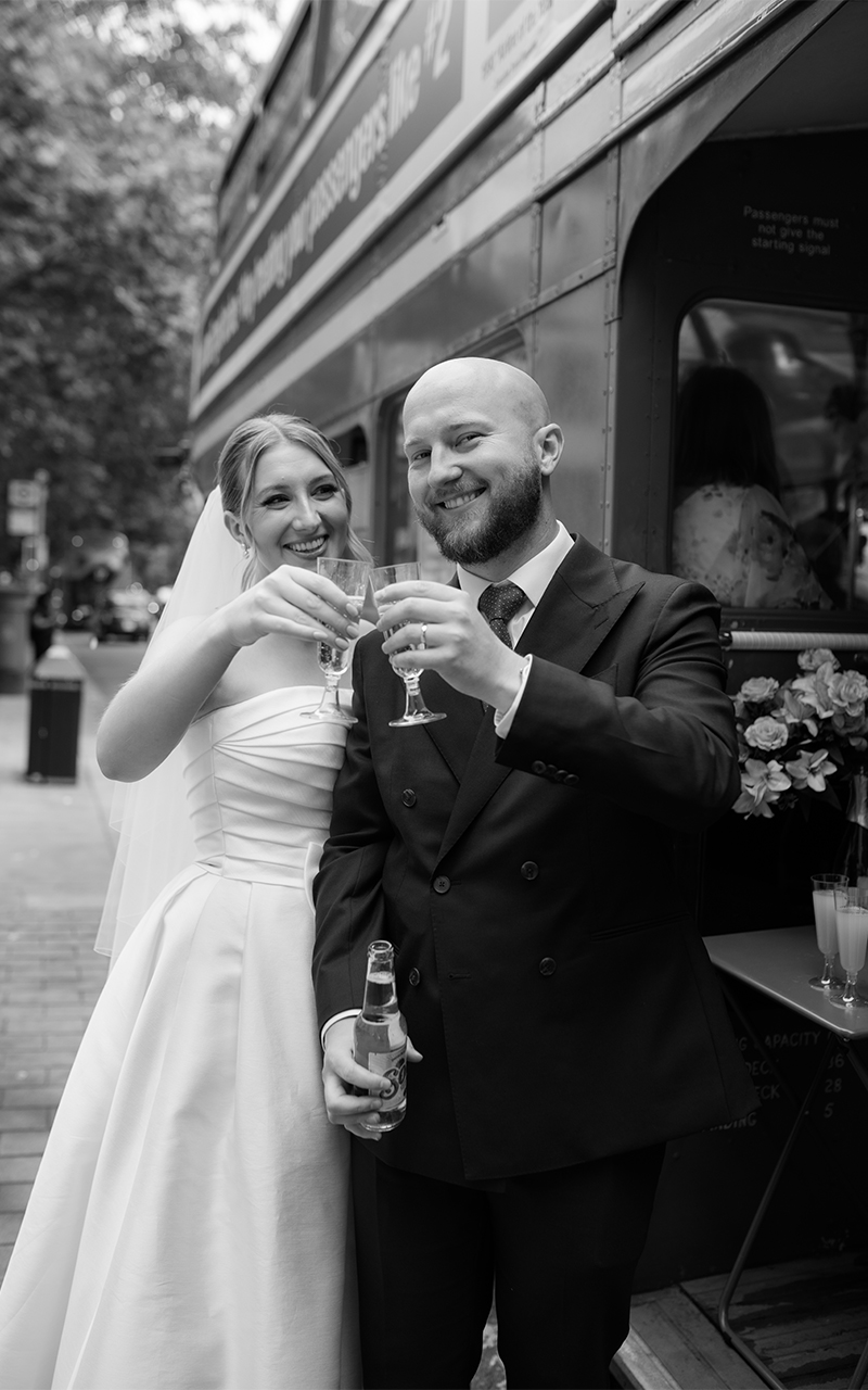 editorial London wedding cheers