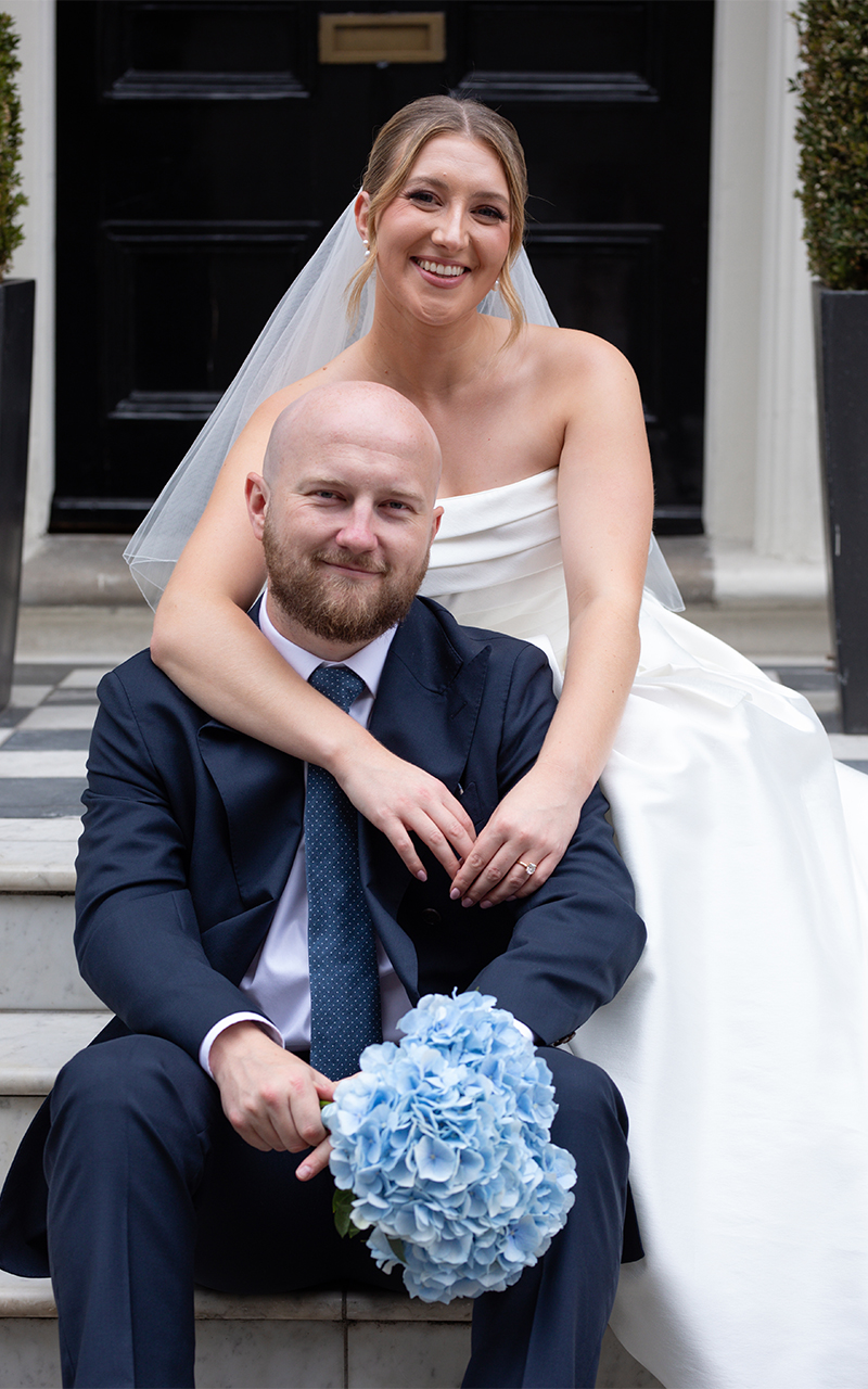 editorial London wedding couple