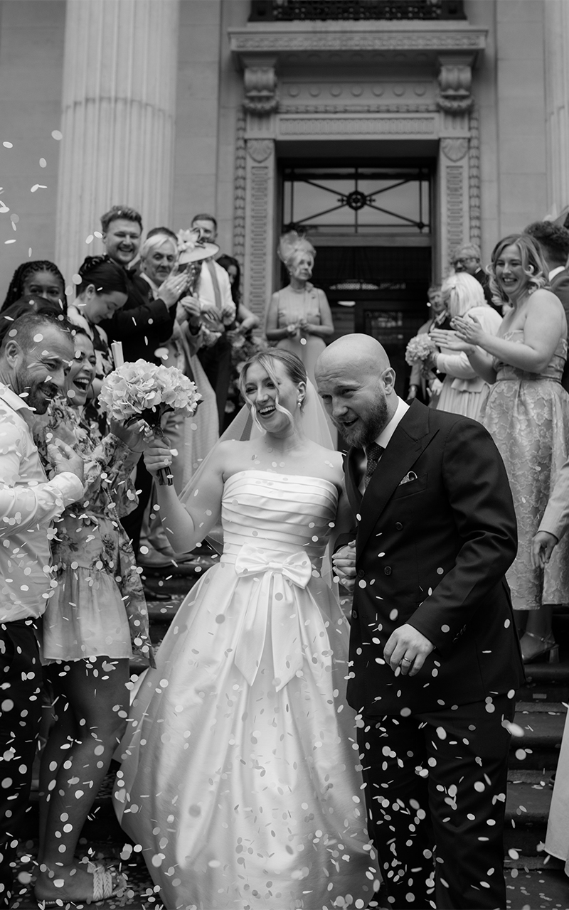 editorial London wedding confetti