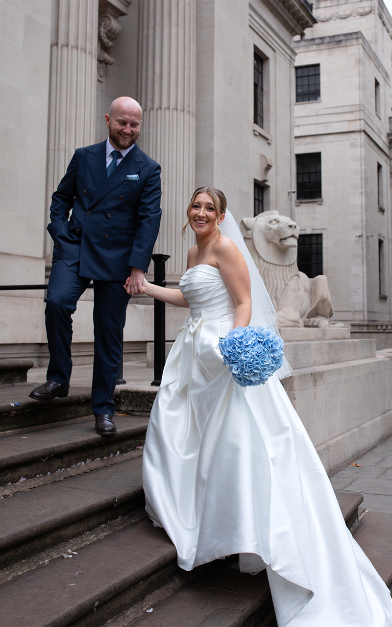 editorial London wedding bride and groom